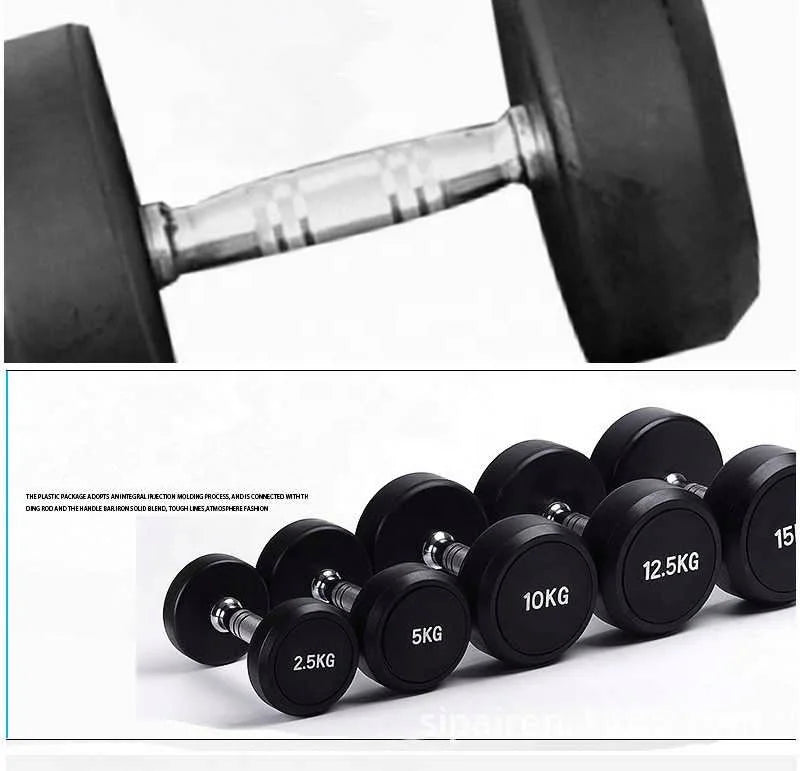 Dumbbell Set Rubber Round End Heavy Weights Barbell Metal Handles for Strength Training-Finds Fit