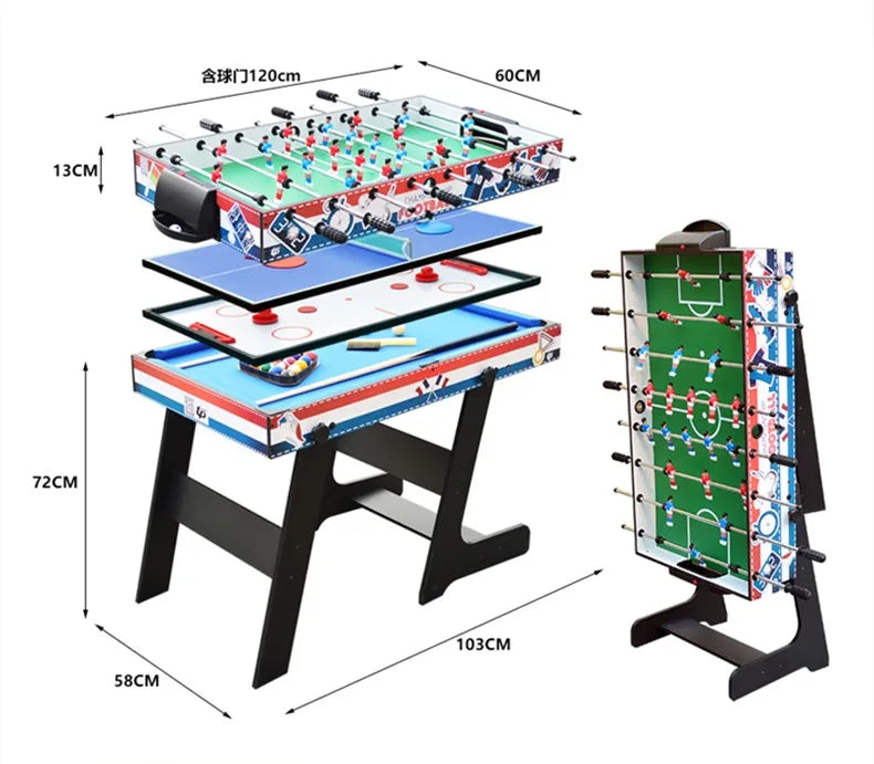 Foldable 4 in 148" combo game table with soccer billiard slide hockey table tennis ball game-Finds Fit