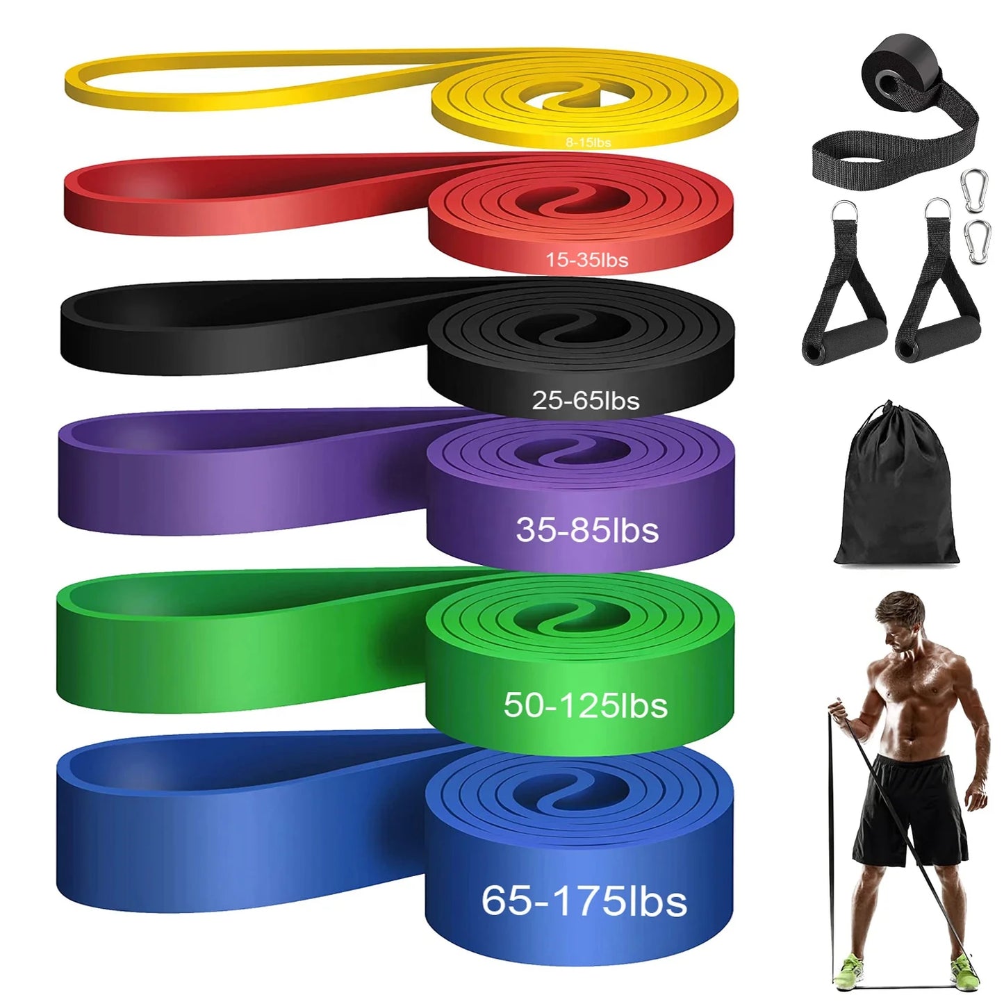 Portable Workout Training Set Pull-Up Assist Exercise Fitness Gym Rubber Resistance Stretching Band Made of Latex-Finds Fit