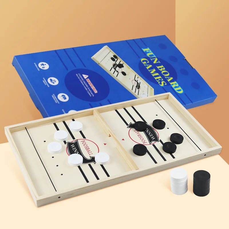 Wooden Table Hockey Toy Sling Puck Game for Adults Parent-Child Interactive Toys-Finds Fit