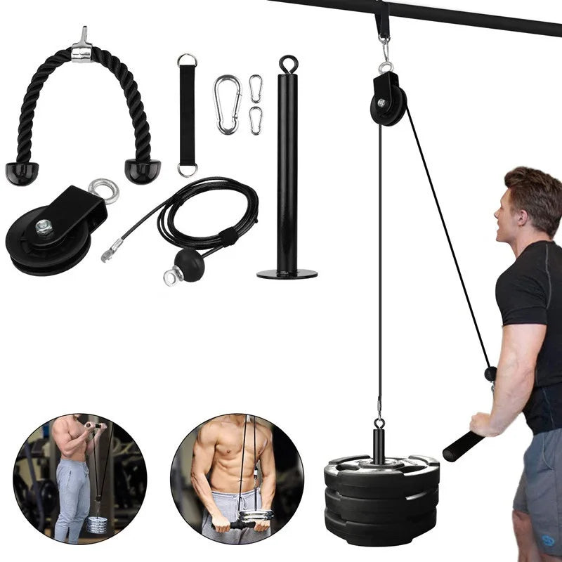 Pulley System Gym for Weight Training LAT Pull Down Machine Cable Pulley Attachment Home Gym Workout Equipment-Finds Fit