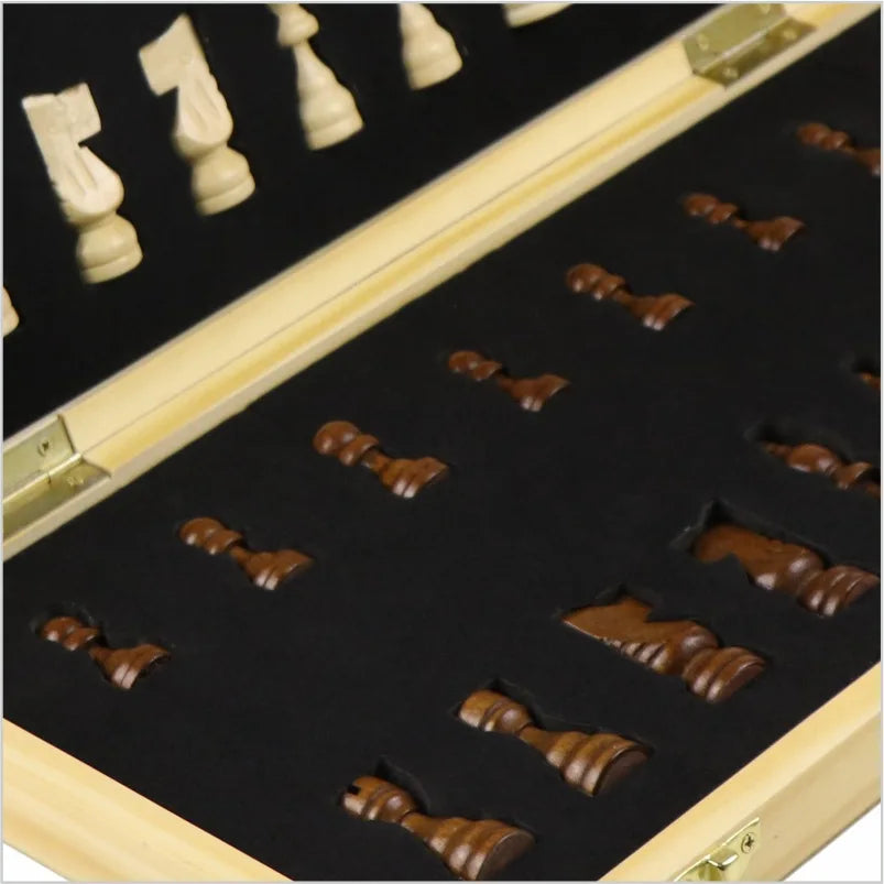 Chess Set Magnetic Wooden Folding Big Solid Wood Pieces Chessboard Board Game-Finds Fit