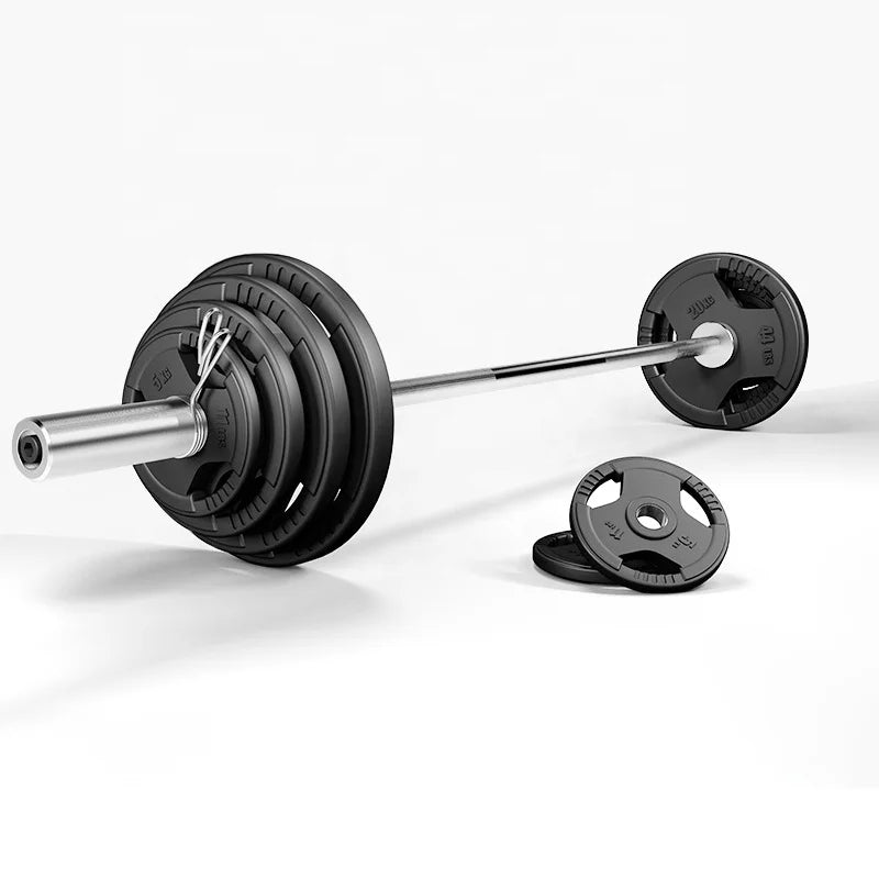 Weight Gym Power Training Weight Lifting black color rubber three hole Barbell Weight Hard Barbells Plates-Finds Fit