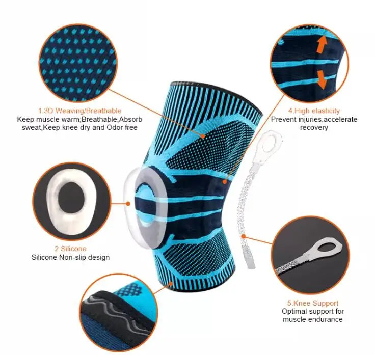 3D Weaving Silicone Volleyball Basketball Meniscus Patella Protectors Knee Pads Supports Brace-Finds Fit