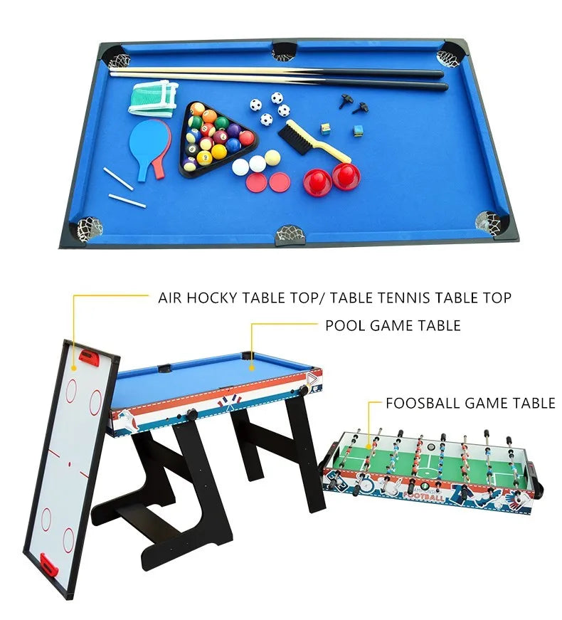 Foldable 4 in 148" combo game table with soccer billiard slide hockey table tennis ball game-Finds Fit