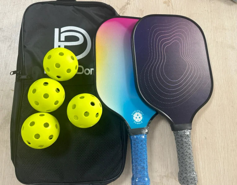 Portable Durable Edge Guard Wooden Fiber Glass Carbon fiber Beach Tennis Pickleball Paddle With Pickleball Balls-Finds Fit